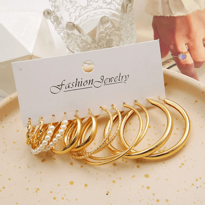 6 Pairs Vintage Hoop Earrings Set_img_0