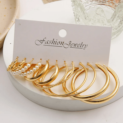 6 Pairs Vintage Hoop Earrings Set_img_2