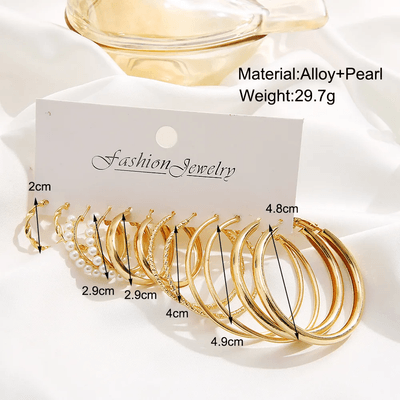 6 Pairs Vintage Hoop Earrings Set_img_3