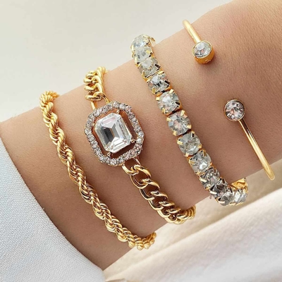 4pcs Dimond Cut stone bracelet set ✨_img_1