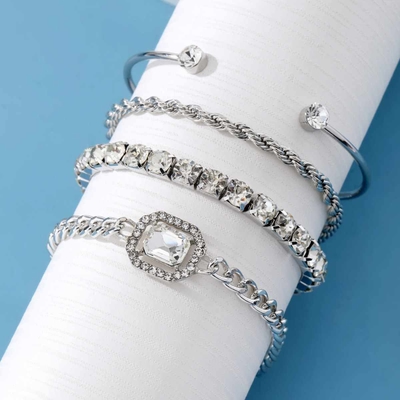4pcs Dimond Cut stone bracelet set ✨_img_3