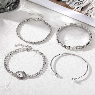 4pcs Dimond Cut stone bracelet set ✨_img_4