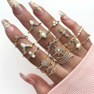 17Pcs Bohemian Knuckle Ring Set_img_0