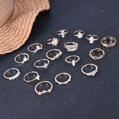 17Pcs Bohemian Knuckle Ring Set_img_3