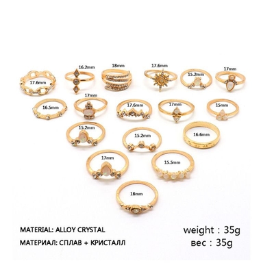 17Pcs Bohemian Knuckle Ring Set_img_4