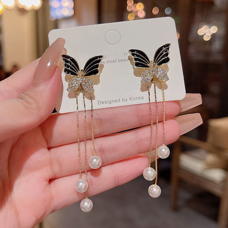 Black Butterfly Korean Earrings_img_0