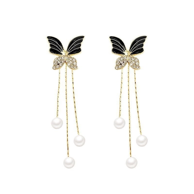Black Butterfly Korean Earrings_img_4