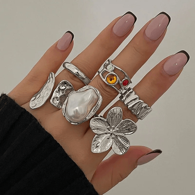 6Pcs Punk Metal Finger Rings Set_img_1