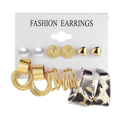 6Pair Elegant Leopard Print Earrings Set_img_3
