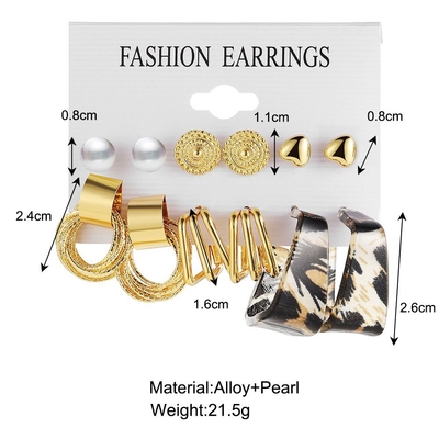 6Pair Elegant Leopard Print Earrings Set_img_4