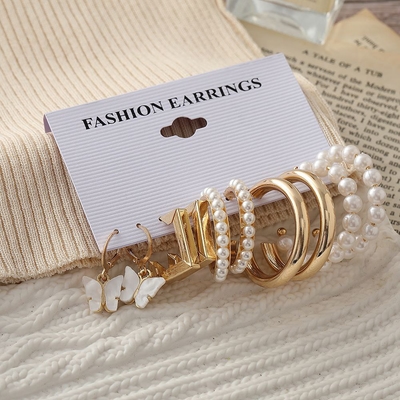5pairs butterfly Hoop Style Earring Set_img_2