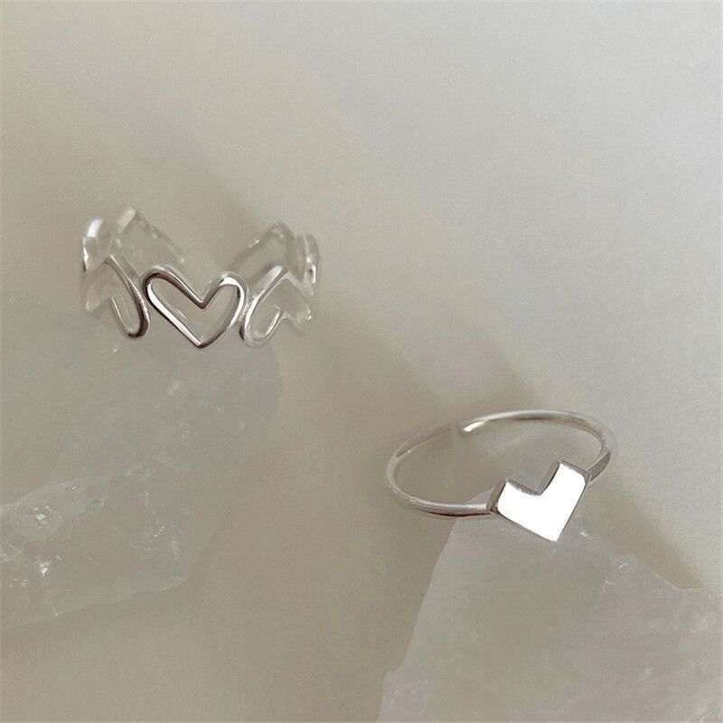 2pcs Love Heart Zircon Adjustable Rings_img_4