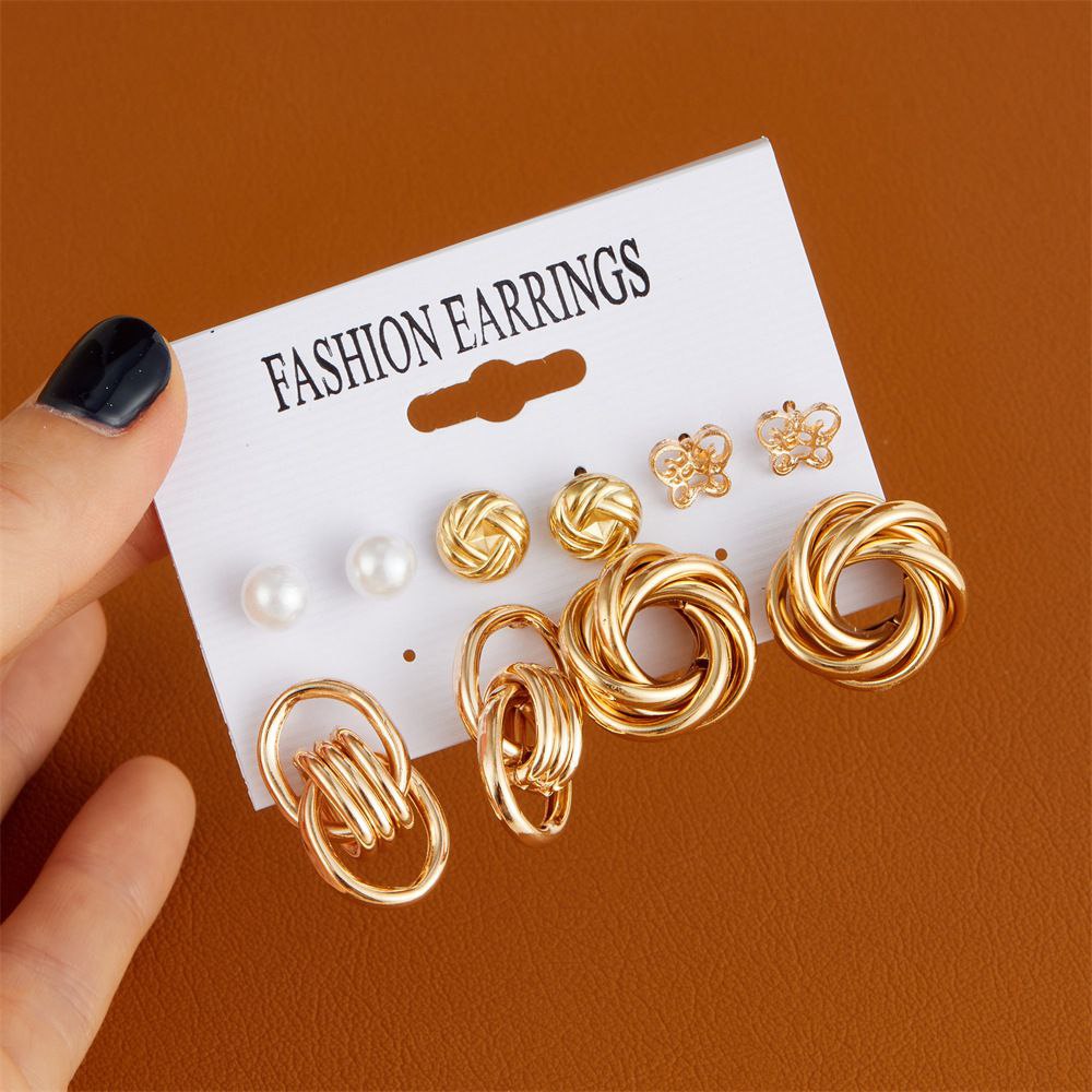 6pairs Golden Elegant  Earring set