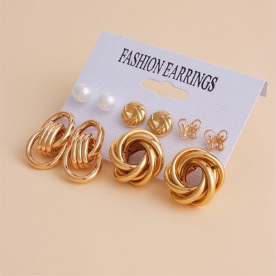 6pairs Golden Elegant  Earring set_img_3