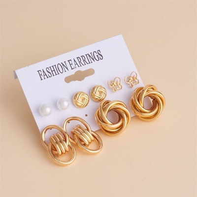 6pairs Golden Elegant  Earring set_img_2