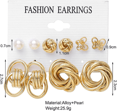 6pairs Golden Elegant  Earring set_img_4