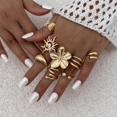 Retro Geometric Ringset (8pcs)_img_2