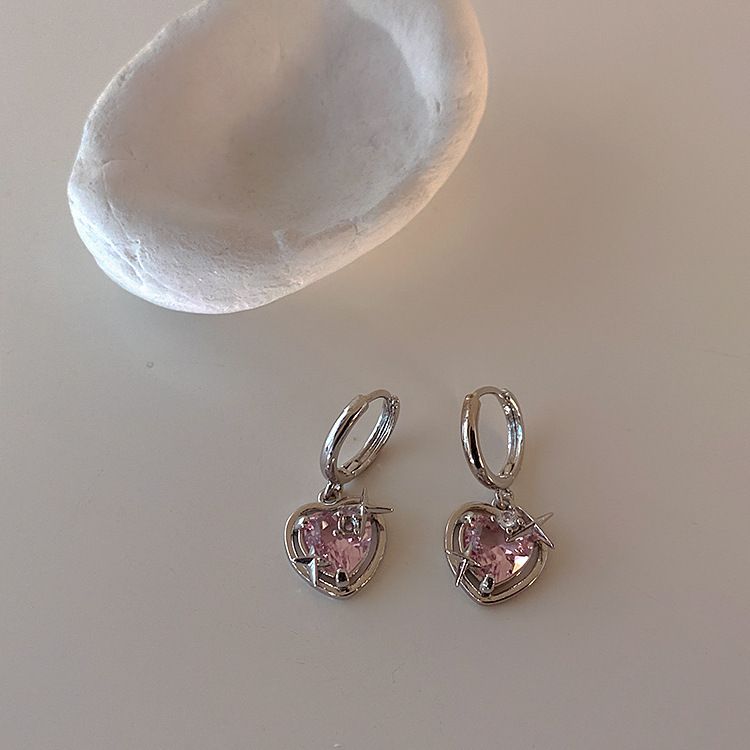 pink heart shape diamond cut pendant and earring set_img_4