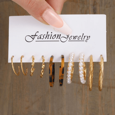 5Pairs Zircon Resin Stud Earring Set_img_1