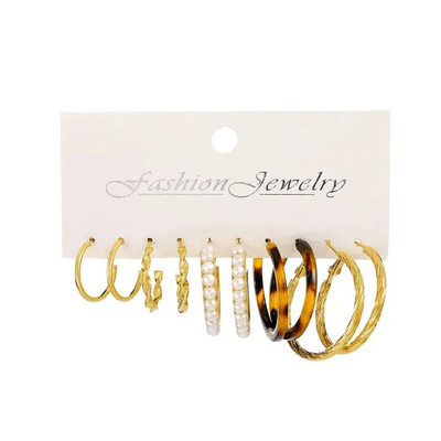 5Pairs Zircon Resin Stud Earring Set_img_3