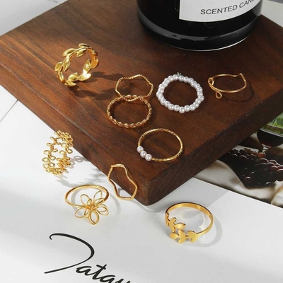 10Pcs Bohemian Wave Flower Rings Set_img_1