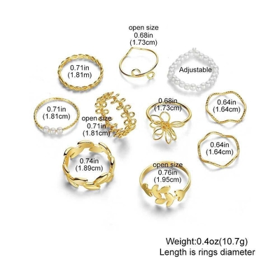 10Pcs Bohemian Wave Flower Rings Set_img_5